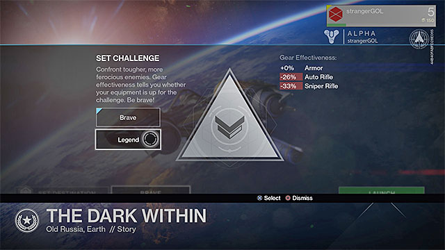 Before starting a story mission, you can select its difficulty level - Story missions - Types of missions - Destiny - Game Guide and Walkthrough