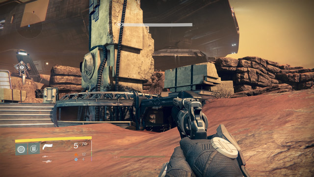The statue, underneath of which, a collectible is placed. - Mars - Dead Ghosts - Destiny - Game Guide and Walkthrough