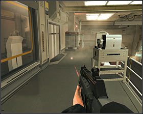 Enter the room and hide behind one of the covers (this is done by holding the right mouse button by default) - (2) Defend the attack on the facility - Prologue - Deus Ex: Human Revolution - Game Guide and Walkthrough