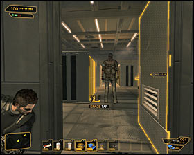 A second terrorist should patrol nearby corridors #1 and it is best to surprise him when he turns around and goes in the opposite direction - (3) Peaceful option: Getting to the elevator - Securing Sarifs Manufacturing Plant - Deus Ex: Human Revolution - Game Guide and Walkthrough