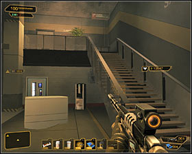 Be careful because there will be two terrorist there - (3) Aggressive option: Getting to the elevator - Securing Sarifs Manufacturing Plant - Deus Ex: Human Revolution - Game Guide and Walkthrough
