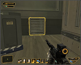 Hostages are held in the room upstairs but I DEFINITELY do not recommend using the stairs, because an attempt to pass through the door will result in prematurely arming the bomb and starting the countdown - (6) Saving hostages - Securing Sarifs Manufacturing Plant - Deus Ex: Human Revolution - Game Guide and Walkthrough
