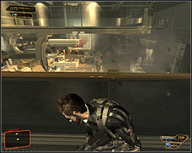 Start with taking a cover and try to attack your opponents before they split up #1 - (8) Aggressive option: Securing the assembly lab - Lab 2 - Securing Sarifs Manufacturing Plant - Deus Ex: Human Revolution - Game Guide and Walkthrough