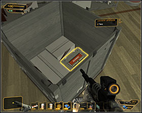 Return to main room and go to the southern storage room (Storage Room 03) #1 - (8) Aggressive option: Securing the assembly lab - Lab 2 - Securing Sarifs Manufacturing Plant - Deus Ex: Human Revolution - Game Guide and Walkthrough