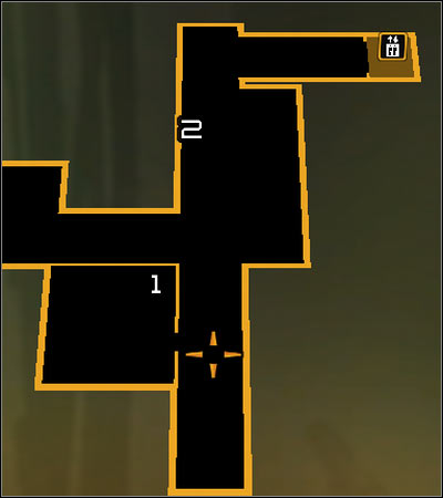 Map legend: 1 - Turret controlling terminal; 2 - Entrance to air vent - (9) Getting to the server room - Securing Sarifs Manufacturing Plant - Deus Ex: Human Revolution - Game Guide and Walkthrough
