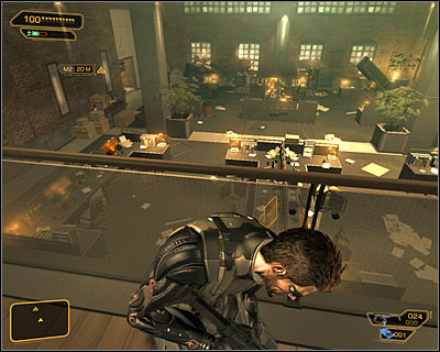 It is better to wait until they split up, go on the left and attack the terrorist who stands near the railing - (2) Aggressive option: Securing the administration building - Neutralize the Terrorist Leader - Deus Ex: Human Revolution - Game Guide and Walkthrough