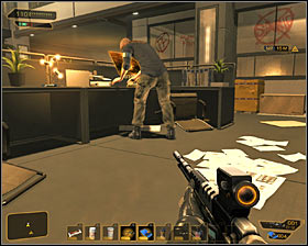 Now stun two left enemies who are coming to different computer terminals #1 #2 - (2) Peaceful option: Securing the administration building - Neutralize the Terrorist Leader - Deus Ex: Human Revolution - Game Guide and Walkthrough