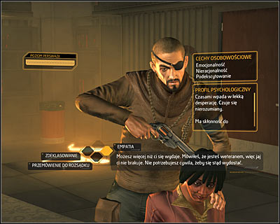 The best solution is to focus on a hostage (right dialog option) - (4) Meeting Sanders - Neutralize the Terrorist Leader - Deus Ex: Human Revolution - Game Guide and Walkthrough