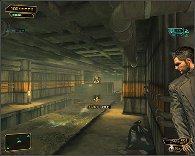 Make sure not to fall down from any of the catwalks, because contact with water will end badly for the protagonist - (2) Getting inside the police station - Investigating the Suicide Terrorist - Deus Ex: Human Revolution - Game Guide and Walkthrough