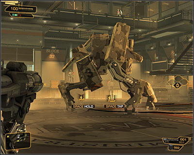 Return to the place where you began and use the launcher to destroy the mech - (3) Aggressive option: Crossing by first part of the camp - Following the Clues in Highland Park - Deus Ex: Human Revolution - Game Guide and Walkthrough