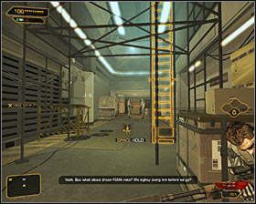 Look around the hall - youll find plenty of ammo - (3) Aggressive option: Crossing by first part of the camp - Following the Clues in Highland Park - Deus Ex: Human Revolution - Game Guide and Walkthrough