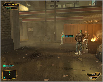Leave the building (if you havent used the gate before, enter the code 0002) and head south-east - Lesser Evils (steps 4-7) - Side quests - Deus Ex: Human Revolution - Game Guide and Walkthrough