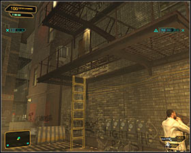 Use the tunnel and then go up the stairs, using the hole in the fence #1 - Cloak & Daggers (steps 4-7) - Side quests - Deus Ex: Human Revolution - Game Guide and Walkthrough