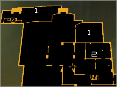 Map legend: 1 - Exit from the sewers; 2 - Weapon cache - Cloak & Daggers (steps 8-9) - Side quests - Deus Ex: Human Revolution - Game Guide and Walkthrough