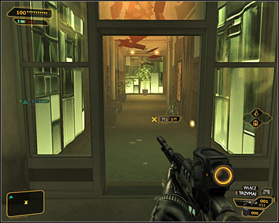 The first option is to use camouflage (Cloaking System augmentation) and that would allow you to pass by all the guards without being seen by the them - (3) Peaceful solution: Entering the Hengsha Court Gardens building - Hunting the Hacker - Deus Ex: Human Revolution - Game Guide and Walkthrough