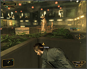 Exit the shaft and quickly take cover behind the nearest object #1 - (3) Peaceful solution: Entering the Hengsha Court Gardens building - Hunting the Hacker - Deus Ex: Human Revolution - Game Guide and Walkthrough