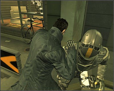 I wouldn't recommend trying to defeat enemy soldiers in melee combat, because it would be very risky - (3) Aggressive solution: Entering the Hengsha Court Gardens building - Hunting the Hacker - Deus Ex: Human Revolution - Game Guide and Walkthrough