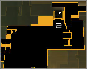 Map legend: 1 - Main entrance to the Hung Hua hotel (level 2); 2 - Entrance to the Hung Hua hotel located on the roof (level 3) - (6) Getting inside the Hive nightclub - Hunting the Hacker - Deus Ex: Human Revolution - Game Guide and Walkthrough
