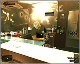 Choose the passageway located to the left of the bar and you shouldn't have any problems locating the stairs leading to an upper floor #1 - (7) Discovering van Bruggen's whereabouts - Hunting the Hacker - Deus Ex: Human Revolution - Game Guide and Walkthrough