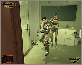 The TYM guard is inside the bathroom and it would be wise to avoid making too much noise, because this will allow you to skip the fight with him - (9) Acquiring a Tai Yong employee card - Hunting the Hacker - Deus Ex: Human Revolution - Game Guide and Walkthrough