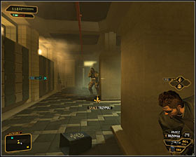 Search the nearby lockers and then enter the locker room - (11) Travelling through the locker room area - Hunting the Hacker - Deus Ex: Human Revolution - Game Guide and Walkthrough