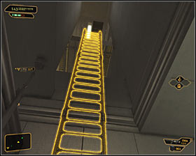 There are two different paths leading to the elevator and a much better choice is to use upper catwalks - (4) Peaceful solution: Travelling through the cryo-sterilization room - Searching for Proof - Deus Ex: Human Revolution - Game Guide and Walkthrough