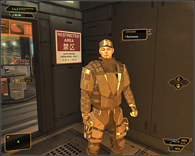 If you want to play aggressively you should begin by getting rid of the guard Kim - (4) Aggressive solution: Travelling through the cryo-sterilization room - Searching for Proof - Deus Ex: Human Revolution - Game Guide and Walkthrough