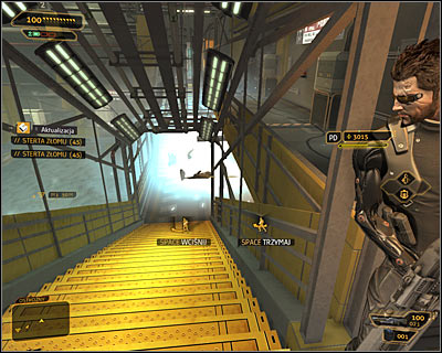 Check your current status before you decide to use the stairs leading to the main area - (4) Aggressive solution: Travelling through the cryo-sterilization room - Searching for Proof - Deus Ex: Human Revolution - Game Guide and Walkthrough