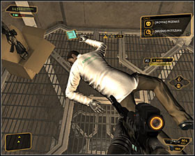 After you've travelled through the shaft you should end up on a small balcony located above the dead scientist you may have seen before #1 - (6) Reaching the second elevator - Searching for Proof - Deus Ex: Human Revolution - Game Guide and Walkthrough