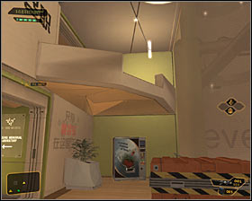 The last possible method is to reach the upper balcony - (7) Peaceful solution: Travelling through the laboratories - Searching for Proof - Deus Ex: Human Revolution - Game Guide and Walkthrough