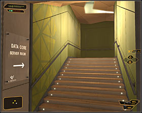 Return to the stairs you've used to reach the upper balconies and this time head west #1 - (7) Peaceful solution: Travelling through the laboratories - Searching for Proof - Deus Ex: Human Revolution - Game Guide and Walkthrough