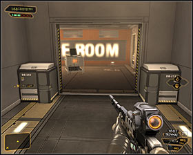 Exit the security room and notice that you'll now have a chance to stun the guard you were talking to before #1 - (8) Peaceful solution: Reaching the Data Core - Searching for Proof - Deus Ex: Human Revolution - Game Guide and Walkthrough