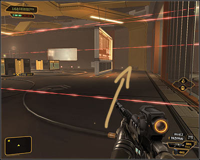 Don't be too happy that you've successfully avoided the first group of laser beams, because you'll soon encounter even more of these traps - (9) Heading through the laser room - Searching for Proof - Deus Ex: Human Revolution - Game Guide and Walkthrough