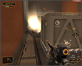 Make a stop once you're close enough to two crates located directly beneath active laser beams #1 - (9) Heading through the laser room - Searching for Proof - Deus Ex: Human Revolution - Game Guide and Walkthrough