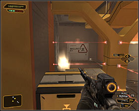 Take your time to locate a security camera #1, because you'll have to think about avoiding it from now on - (9) Heading through the laser room - Searching for Proof - Deus Ex: Human Revolution - Game Guide and Walkthrough