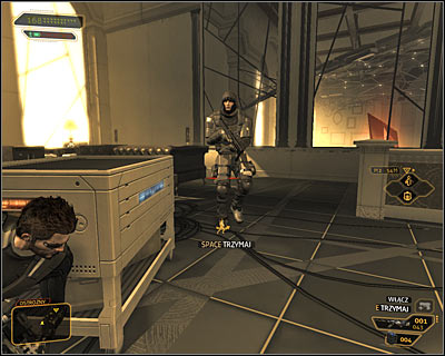 The next guard is patrolling the stairs leading to the largest northern room of the penthouse (the one with a lot of exhibits) - (4) Peaceful solution: Leaving the penthouse - Entering the Dragon's Lair - Deus Ex: Human Revolution - Game Guide and Walkthrough