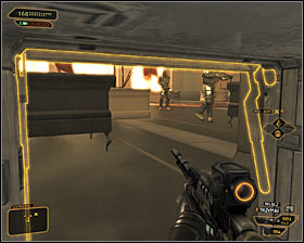 If you want to take the soldiers from the main hall by surprise, then it would be a good idea to use a ventilation shaft - (4) Peaceful solution: Leaving the penthouse - Entering the Dragon's Lair - Deus Ex: Human Revolution - Game Guide and Walkthrough