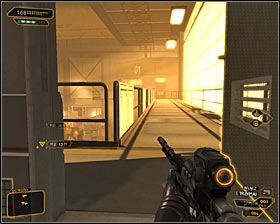 Take every precaution you need to and move slowly, avoiding the mechs and the security camera along the way - (5) Peaceful solution: Opening the hangar door - Entering the Dragon's Lair - Deus Ex: Human Revolution - Game Guide and Walkthrough