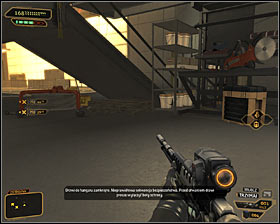 You are now in the northern part of the hangar and you'll have to continue moving west - (5) Peaceful solution: Opening the hangar door - Entering the Dragon's Lair - Deus Ex: Human Revolution - Game Guide and Walkthrough