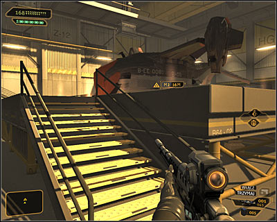 I would strongly suggest that you use this opportunity to explore the entire hangar, because you'll find interactive lockers, as well as ammunition and valuable weapons - (6) Using the chopper - Entering the Dragon's Lair - Deus Ex: Human Revolution - Game Guide and Walkthrough