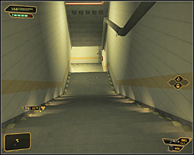 Regardless of whether you have reached the fenced area or ignored the possibility, you have to enter the building and follow the only possible corridor #1, finding an Ebook on your way - (1) Reaching room 404 - Confronting Eliza Cassan - Deus Ex: Human Revolution - Game Guide and Walkthrough