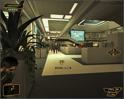 Now you can use the only evacuation route on the seventh floor, but if you plan on eliminating all the mercenaries, you should return onto the sixth level - (2) Peaceful solution: Getting out of the ambush - Confronting Eliza Cassan - Deus Ex: Human Revolution - Game Guide and Walkthrough