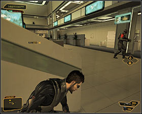 The sixth floor is being patrolled by as many as five mercenaries, so you have to be very cautious while eliminating them - (2) Peaceful solution: Getting out of the ambush - Confronting Eliza Cassan - Deus Ex: Human Revolution - Game Guide and Walkthrough