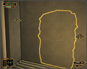 If you insist on using the nearby passage to the further part of the building, take a look around the server room for a destructible wall #1, on which you can use the Punch Through Walls augmentation - (2) Peaceful solution: Getting out of the ambush - Confronting Eliza Cassan - Deus Ex: Human Revolution - Game Guide and Walkthrough