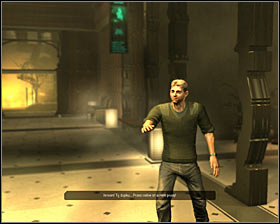 Get out of Jensen's apartment and head towards the left elevator #1, the one which will take you to the ground floor - (1) Reaching the Convention Center - Finding Isaias Sandoval - Deus Ex: Human Revolution - Game Guide and Walkthrough