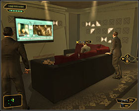 If you managed to convince Taggart to share information on Sandoval, go through the door leading backstage right after the meeting ends #1 - (3) Talking with Taggart - Finding Isaias Sandoval - Deus Ex: Human Revolution - Game Guide and Walkthrough
