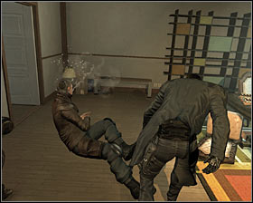 Don't be fooled and don't try to pick up the Praxis kit lying by the body, as it's a trap and you would be blinded without the chance to defend - (6) Get inside Sandoval's apartment - Finding Isaias Sandoval - Deus Ex: Human Revolution - Game Guide and Walkthrough