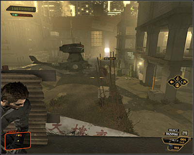 Another way to fight the battle is to stay close to the start point (screen above) and using a good sniper rifle in order to liquidate enemies - (1) Aggressive solution: Getting out of the construction site - Find Vasili Sevchenkos GPL Device - Deus Ex: Human Revolution - Game Guide and Walkthrough
