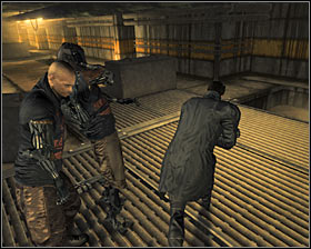 Next two enemies stand close to each other #1, so the best idea is to bypass them - (4) Peaceful solution: Getting into the Harvesters hideout - Find Vasili Sevchenkos GPL Device - Deus Ex: Human Revolution - Game Guide and Walkthrough