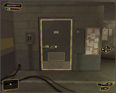 Whichever path you have chosen, you need to get to the door marked by the game, in the southwestern part of level -2 (screen above) - (5) Peaceful solution: Going through the Harvesters hideout - Find Vasili Sevchenkos GPL Device - Deus Ex: Human Revolution - Game Guide and Walkthrough